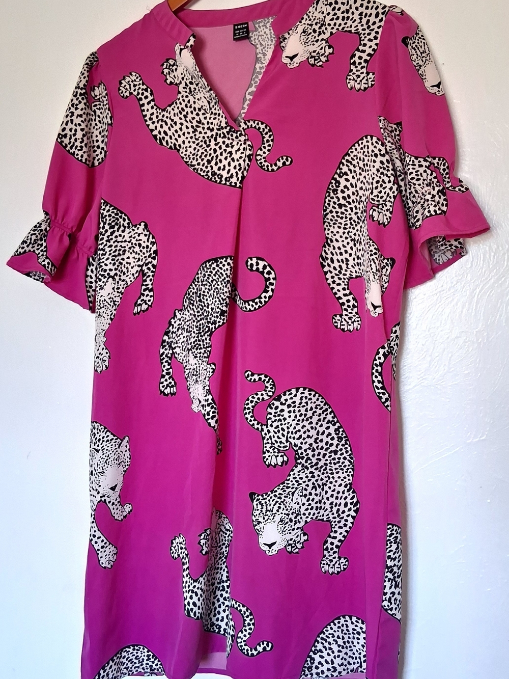SHEIN Pink Leopard Print Shift Dress
